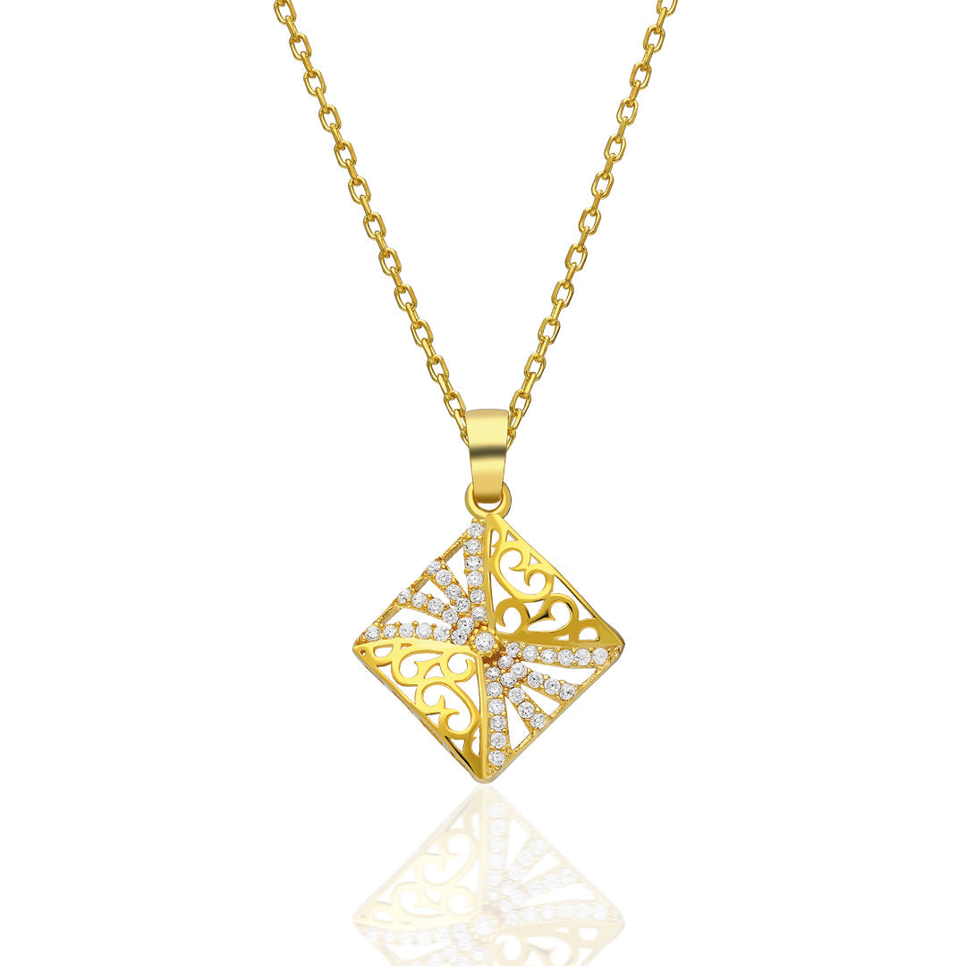 Square Stone Necklace - 925 SILVER