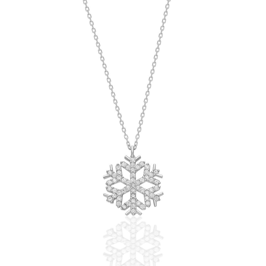 Modern Snowflake Necklace - 925 Silver