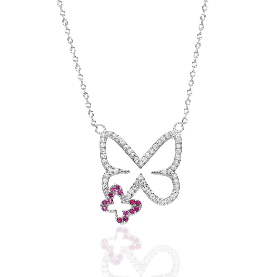 Double Butterfly Necklace - 925 SILVER