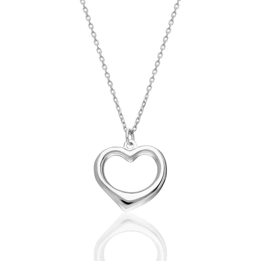 Hollow Heart Necklace - 925 Silver
