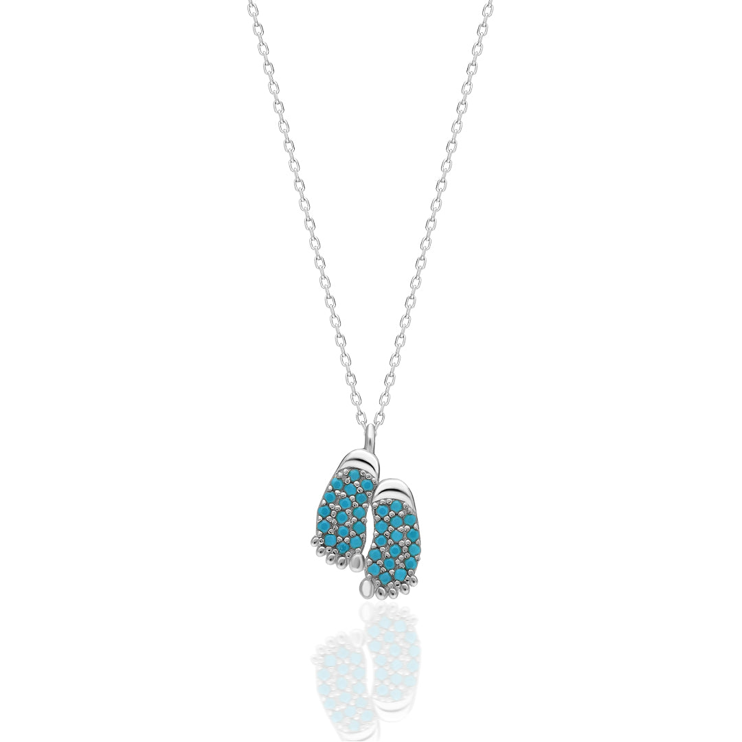 Stone Baby Foot Necklace - 925 SILVER