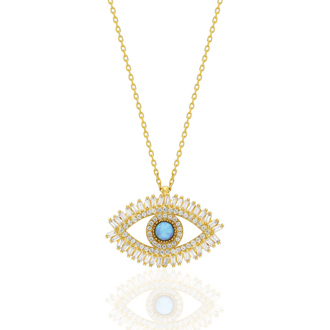 Baguette Stone Eye Necklace - 925 SILVER