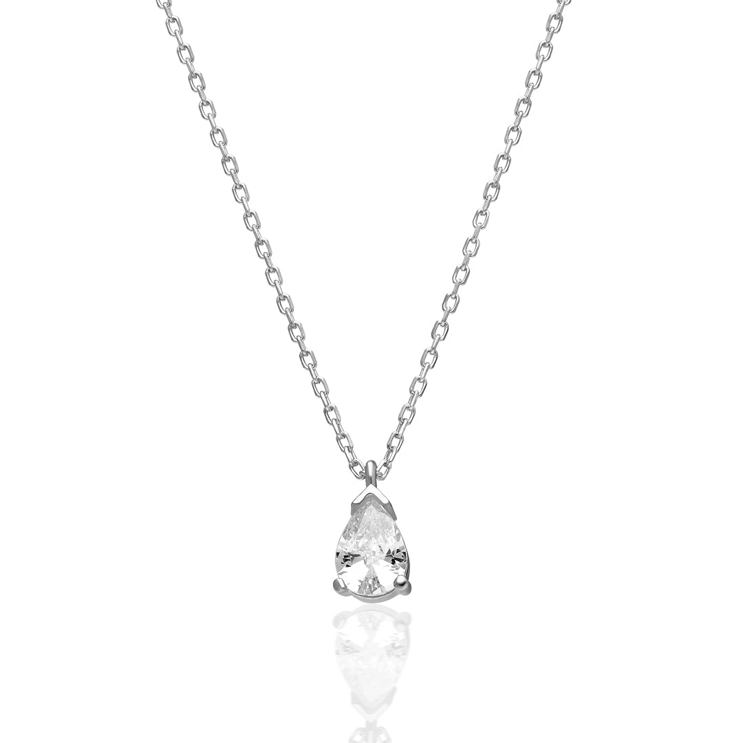 Oval Teardrop Necklace - 925 Silver