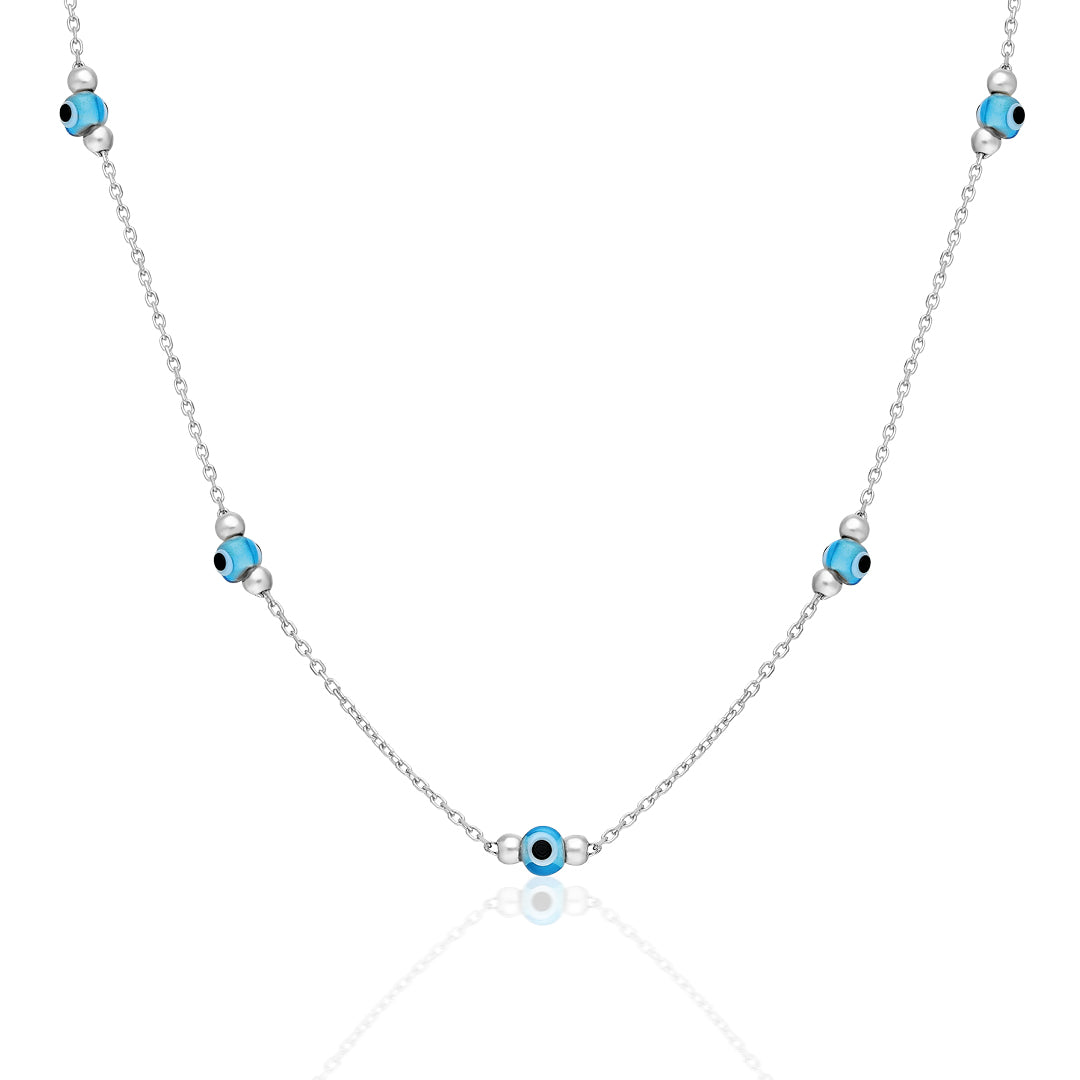 Eyelet Row Stone Necklace - 925 SILVER