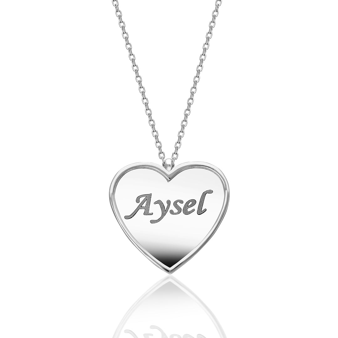 Simple Name Heart Necklace - 925 Silver
