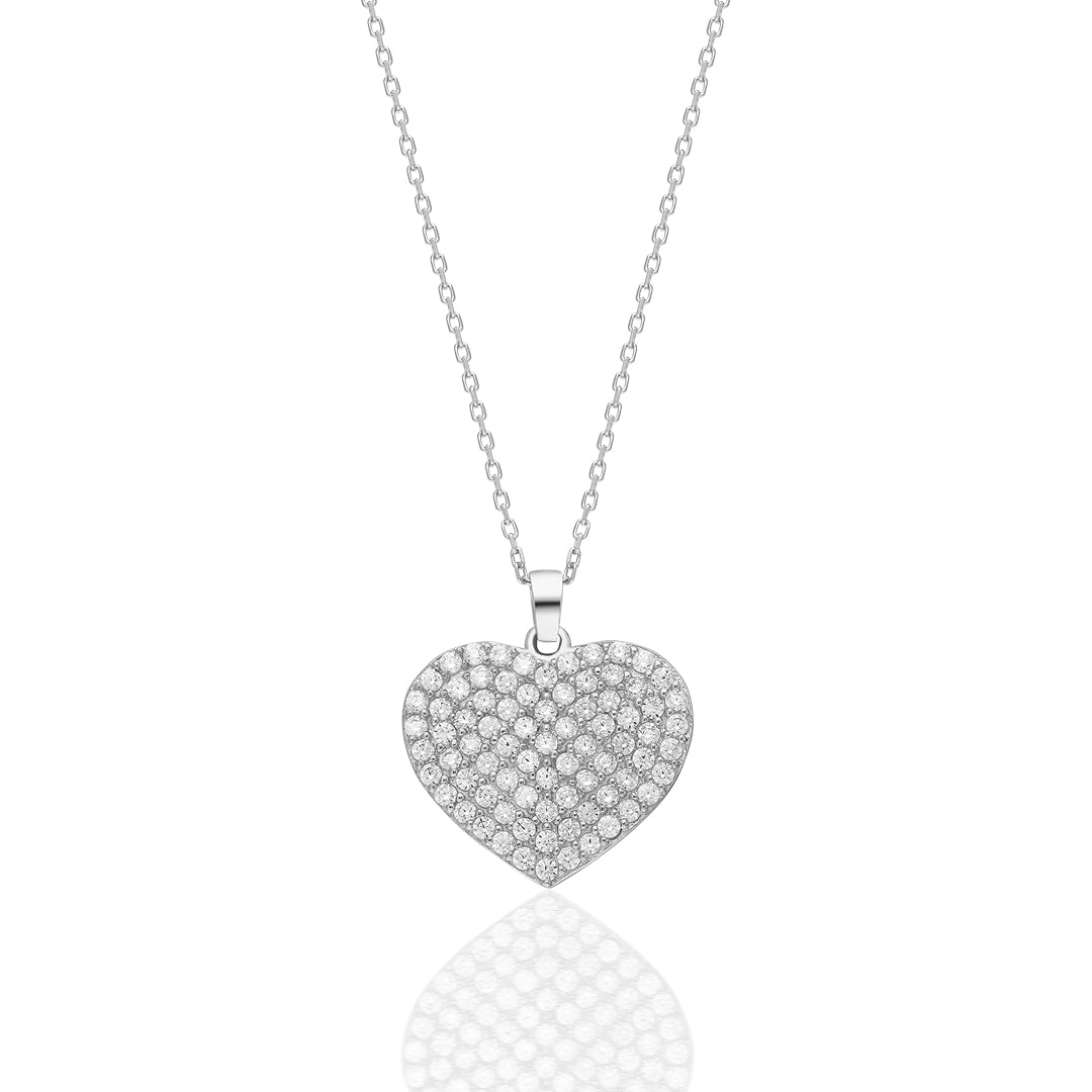 Point Stone Heart Necklace - 925 SILVER