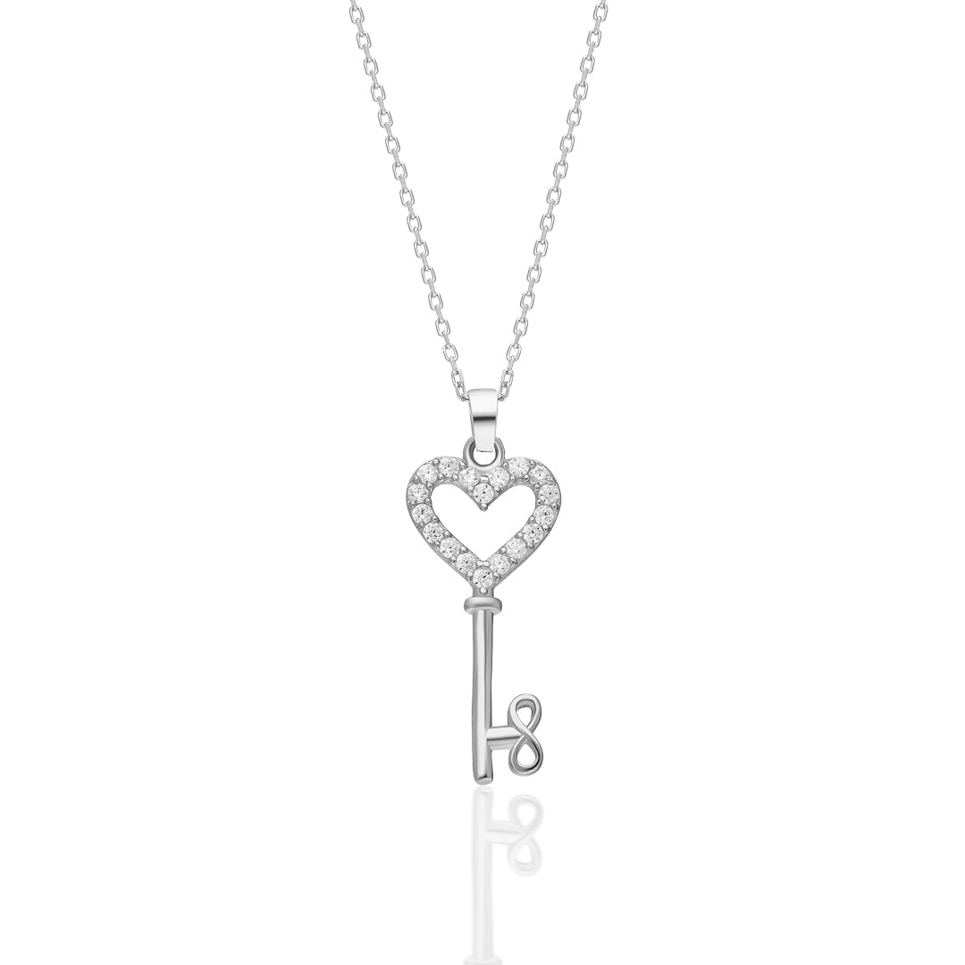 Heart Key Necklace - 925 SILVER