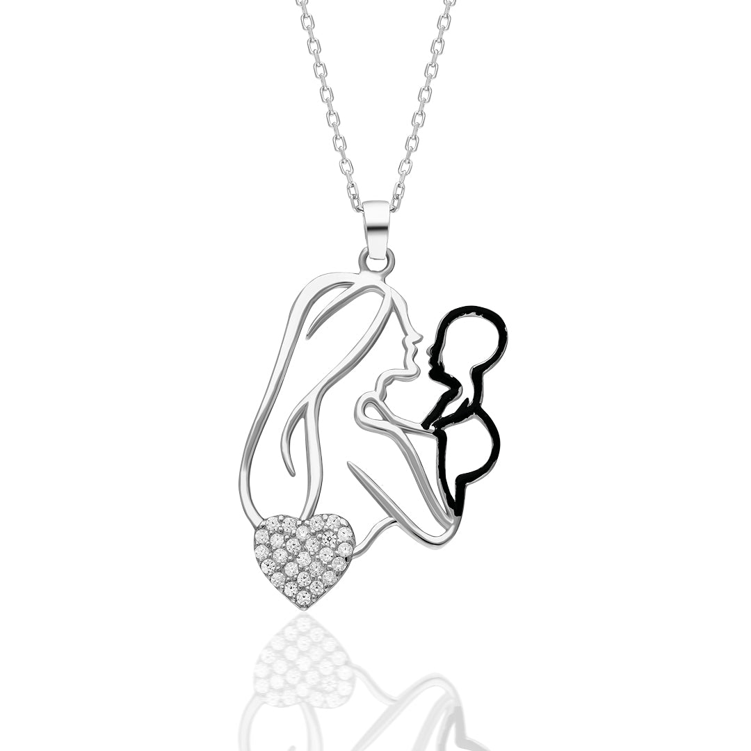 Mother and Baby Necklace - 925 Silver