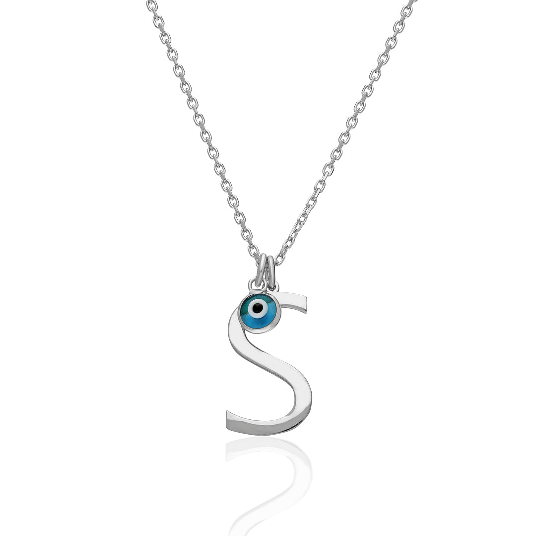 Evil Eye Letter Necklace - 925 Silver