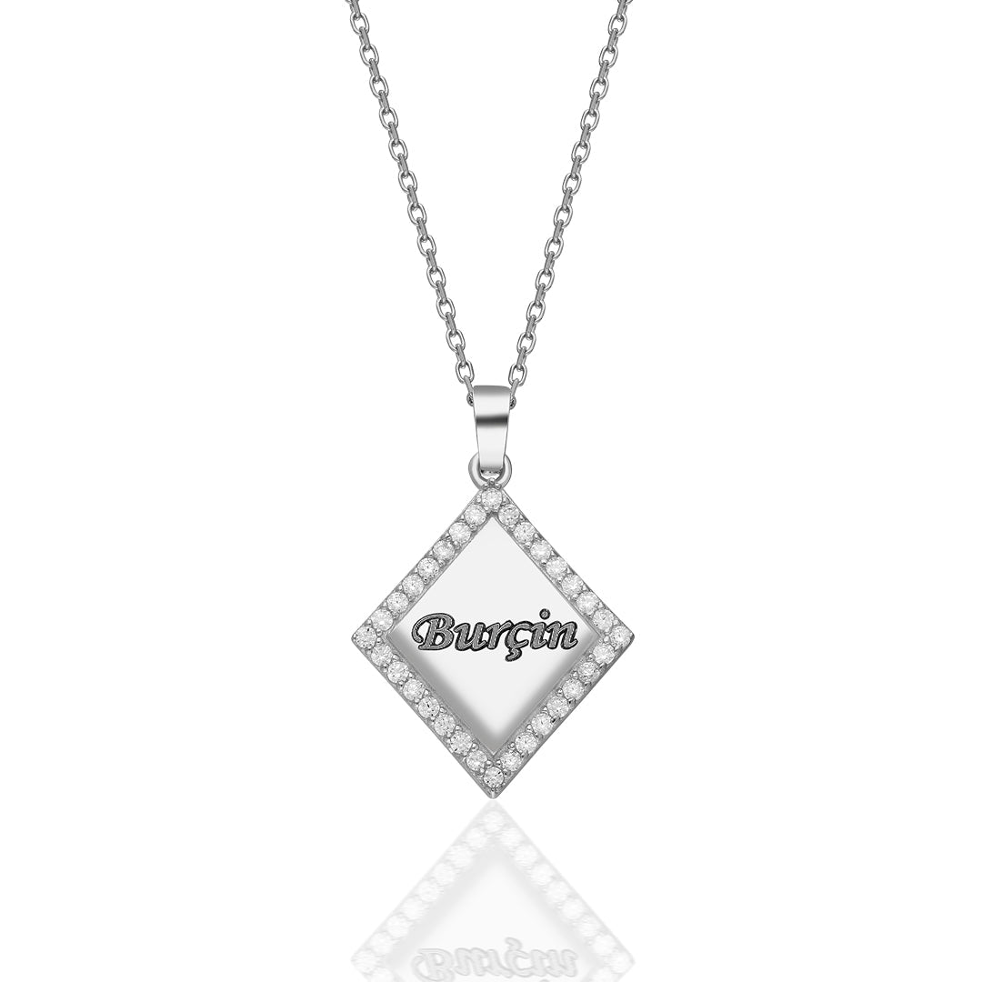 Diamond Necklace with Initials - 925 Silver
