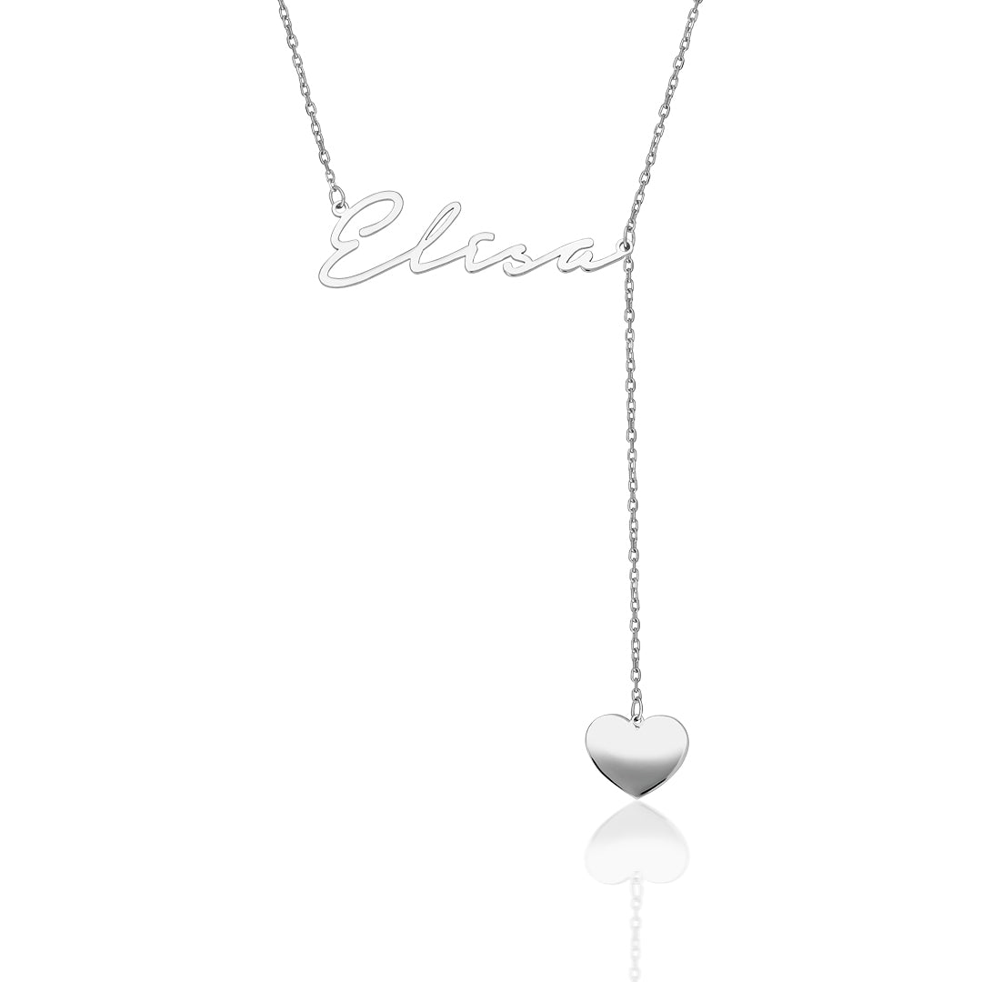 Heart-shaped Name Necklace - 925 Silver