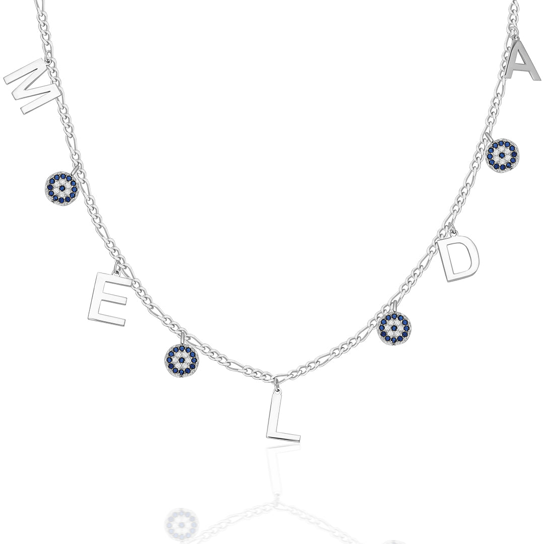 Evil Eye Name Necklace - 925 Silver