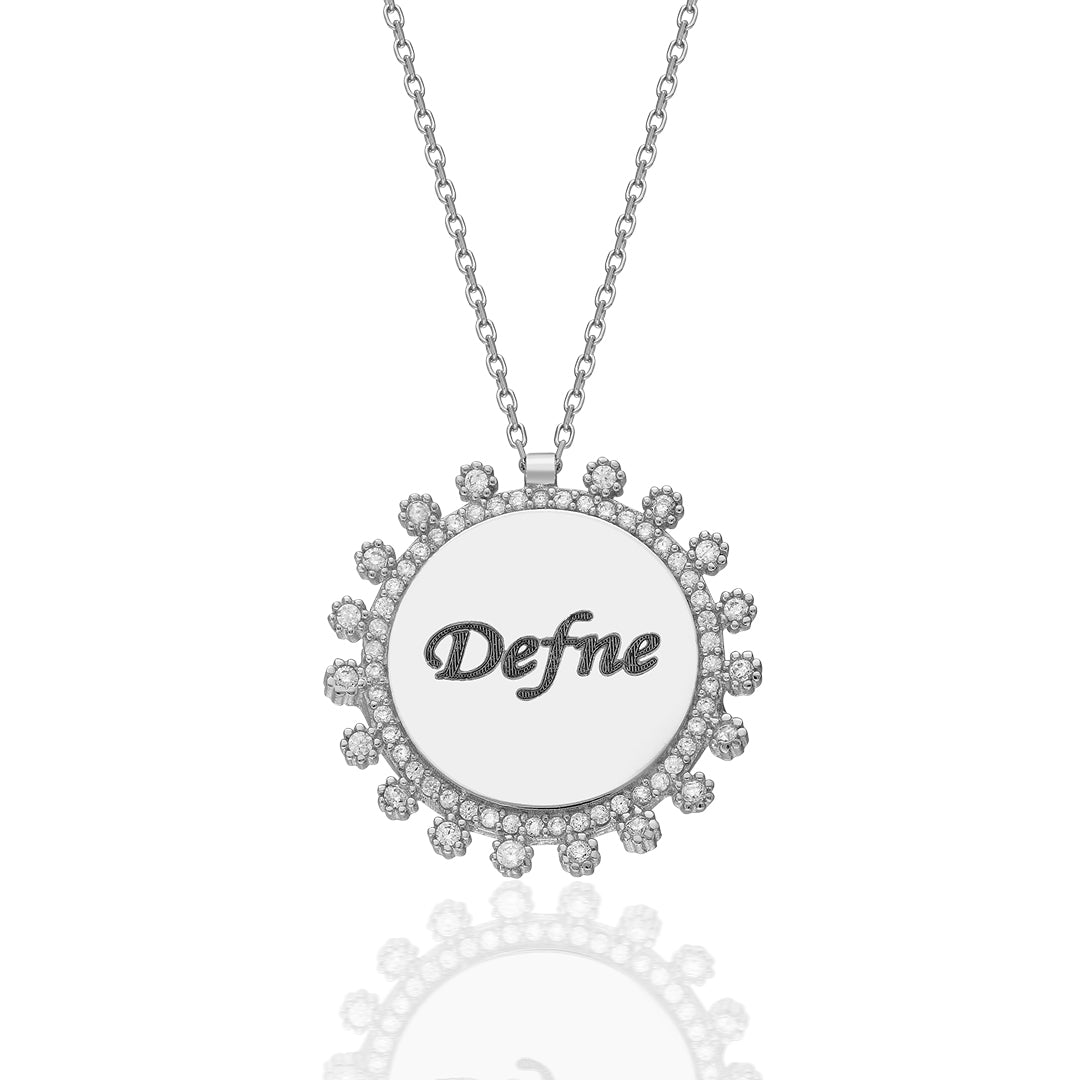 Name Necklace with Letter Stone - 925 Silver