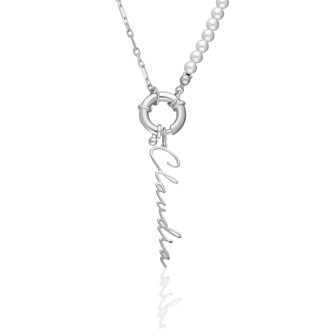 Handwritten Necklace with Chain and Beads - 925 Silver