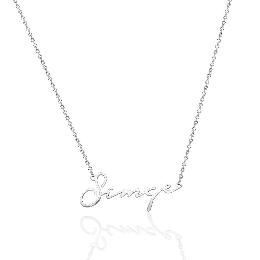 Signature Font Horizontal Name Necklace - 925 Silver