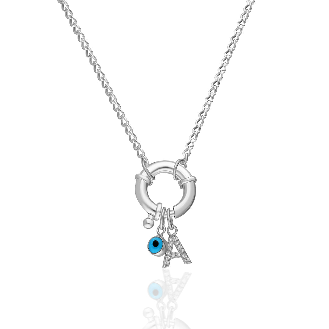 Evil Eye Letter Necklace - 925 Silver