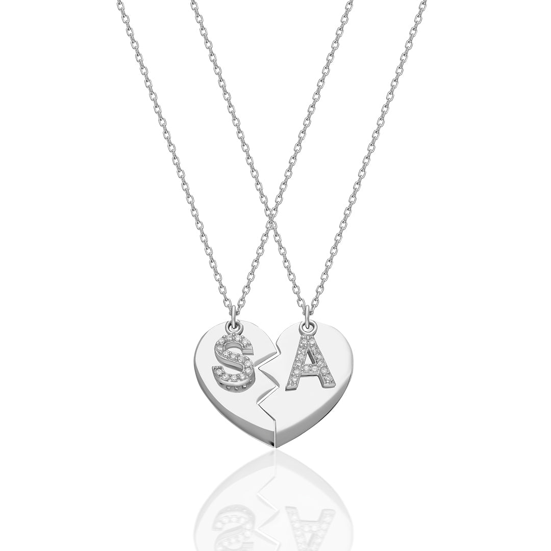 Two-Piece Necklace with Initials - 925 Silver