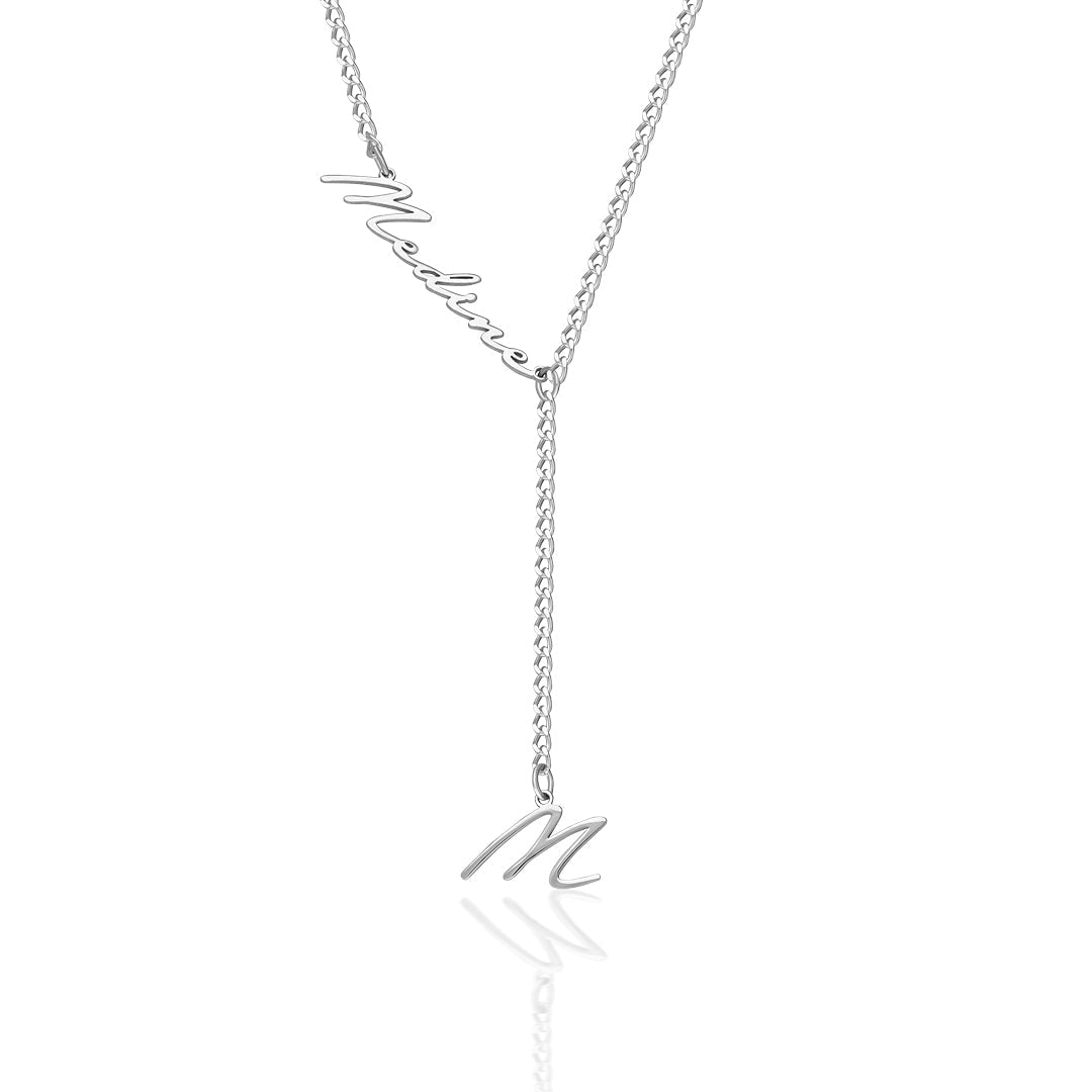 Y-Shaped Signature Letter Necklace - 925 Silver