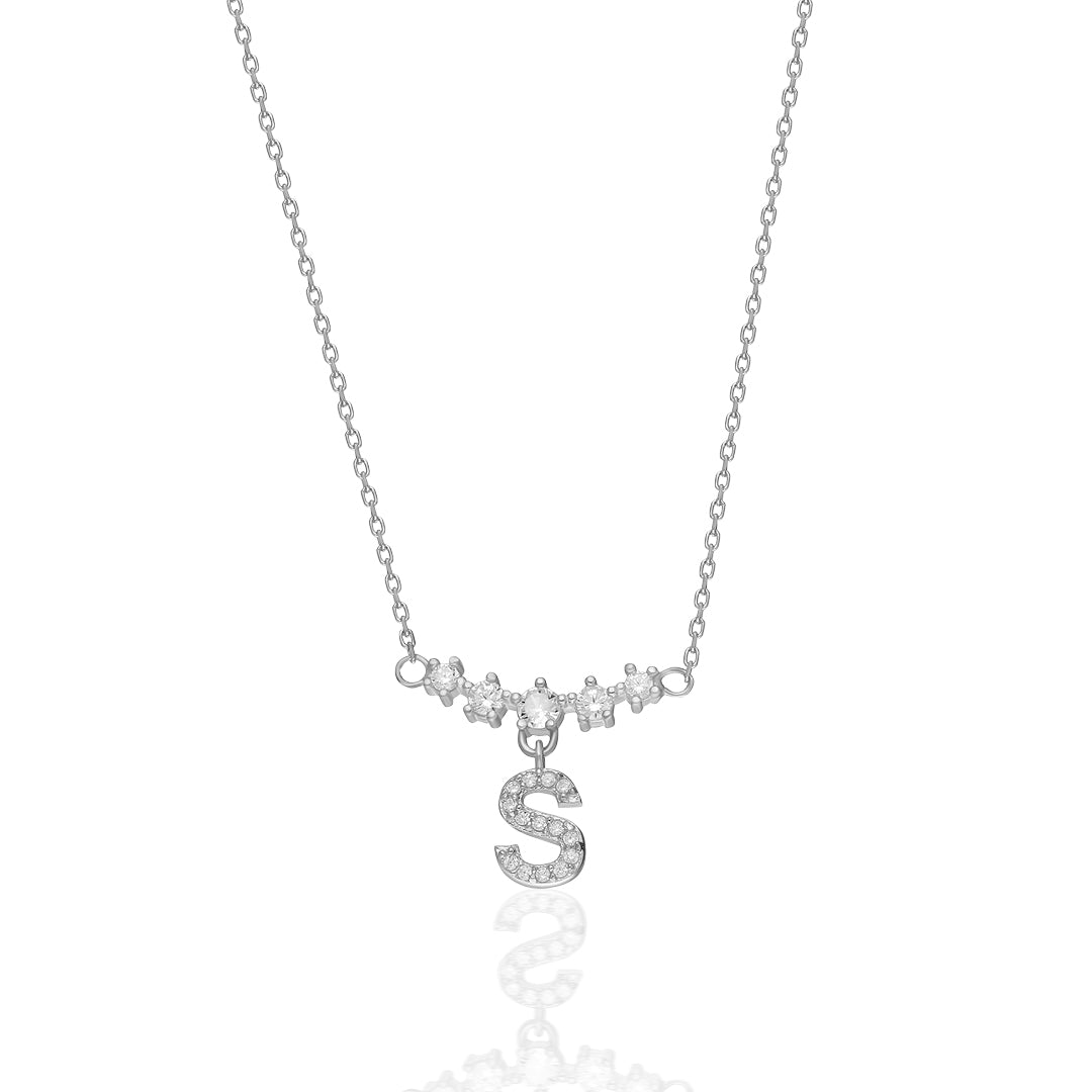 Full Stone Letter Necklace - 925 SILVER