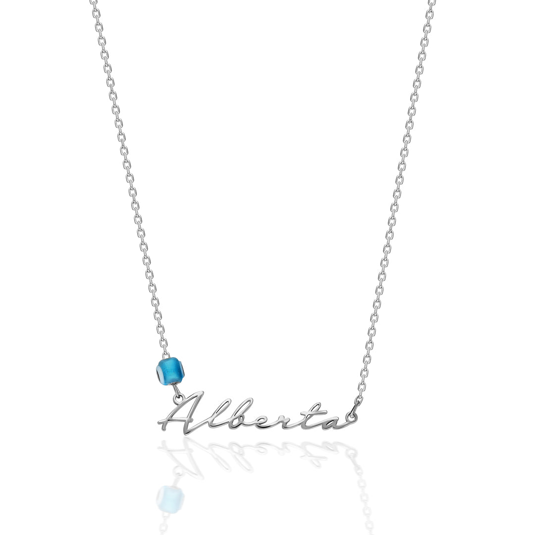 Evil Eye Simple Written Name Necklace - 925 SILVER