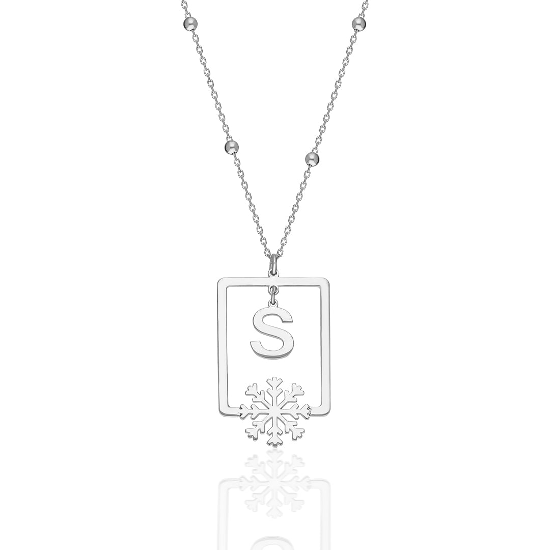 Snowflake Letter Necklace - 925 Silver
