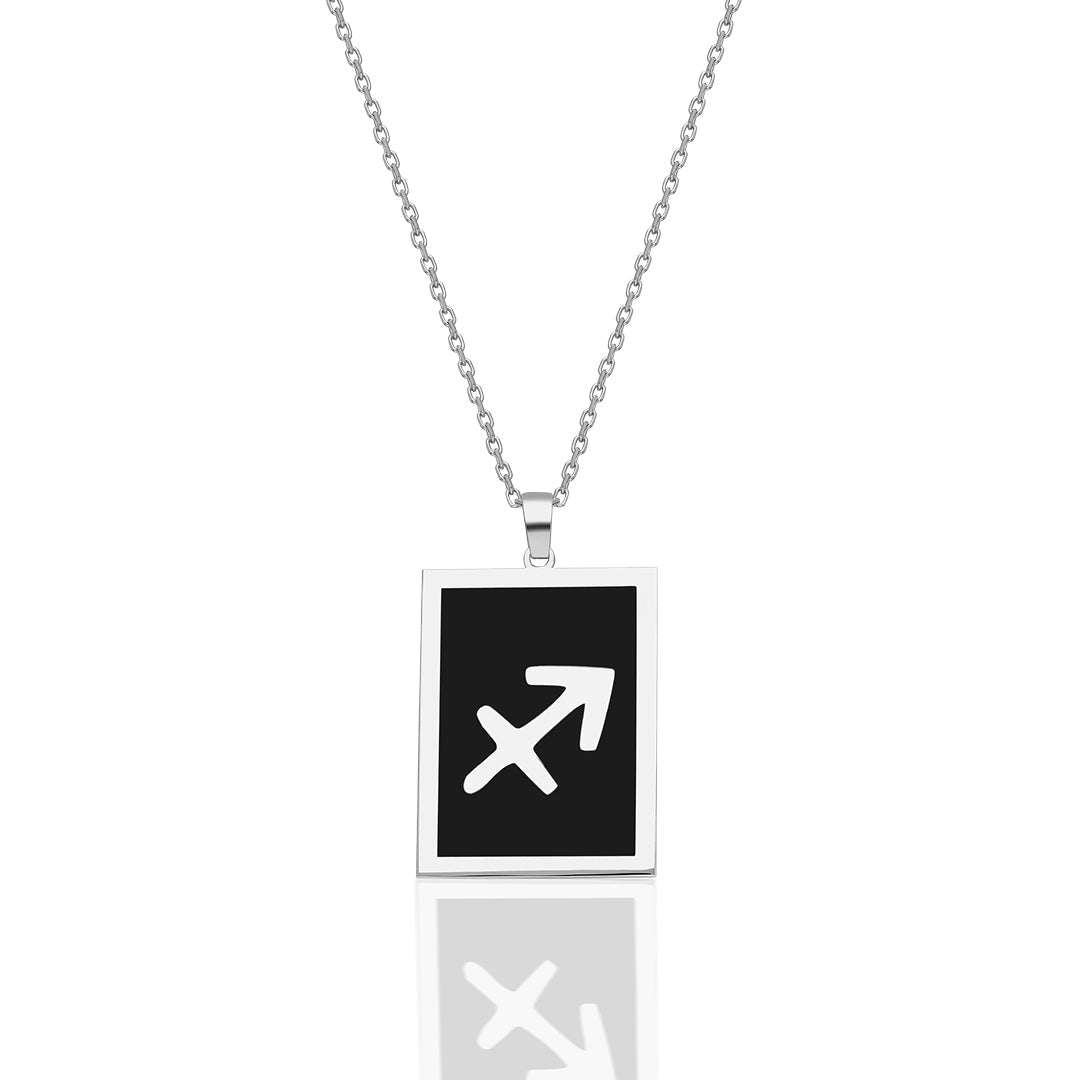 Colorful Rectangular Sagittarius Necklace - 925 SILVER