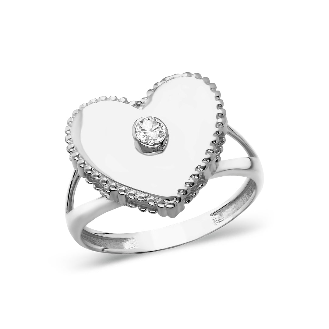 Single Stone Large Heart Ring - 925 SILVER