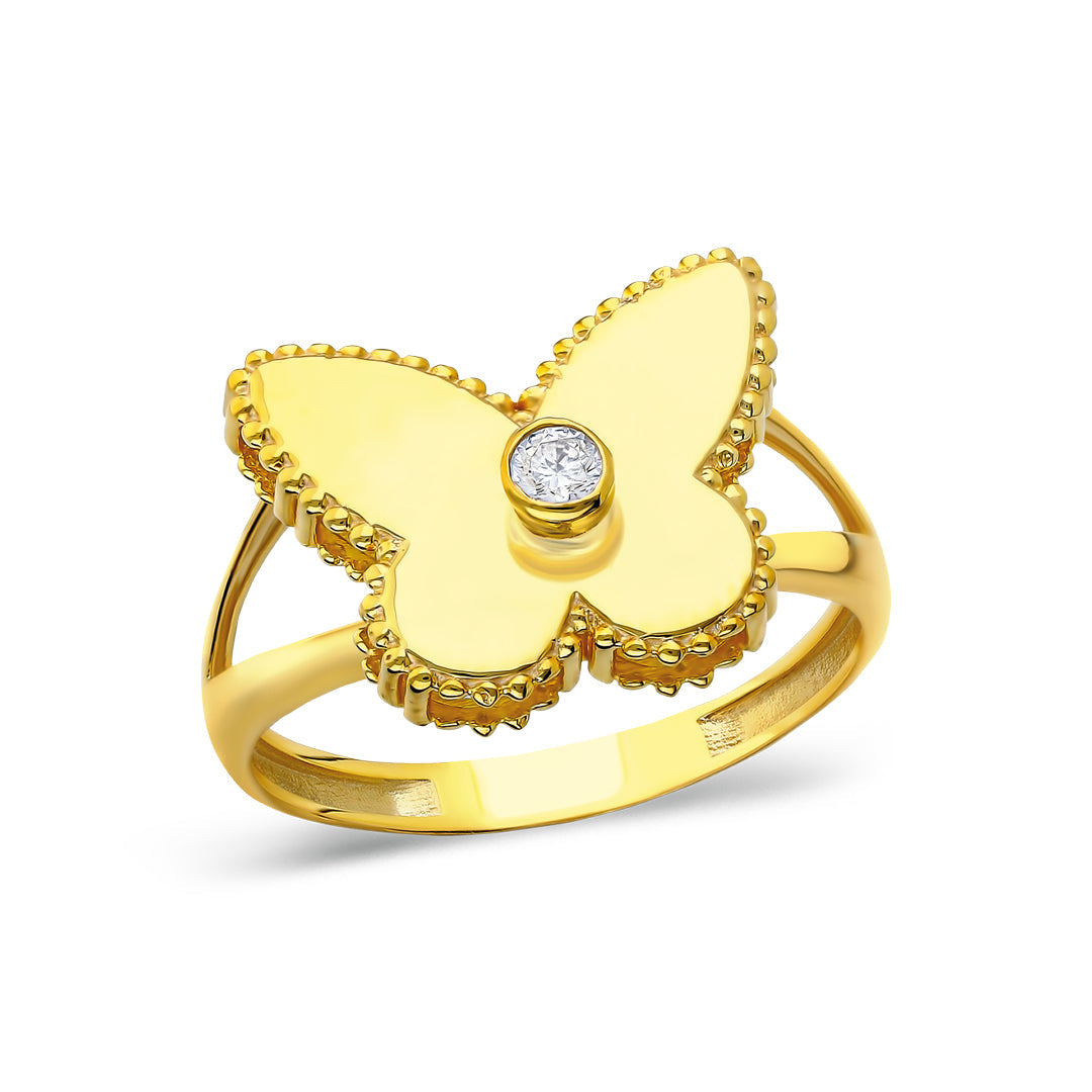 Solitaire Large Butterfly Ring - 925 SILVER