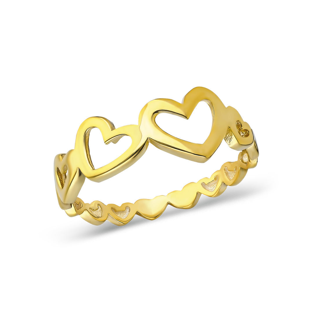Heart Row Ring - 925 SILVER