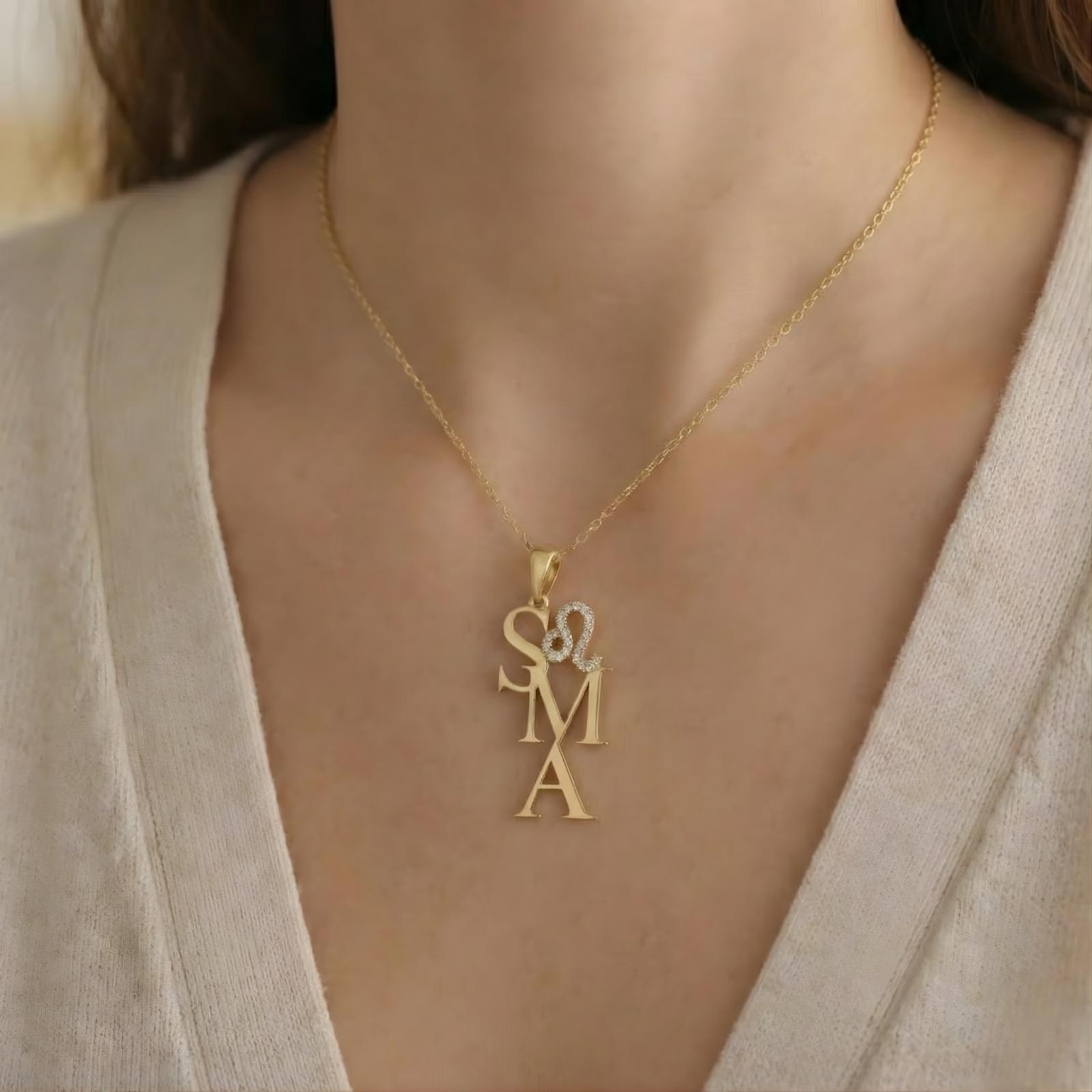 Sternzeichen mit 3 Buchstaben Charm Kette | 925 SILBER