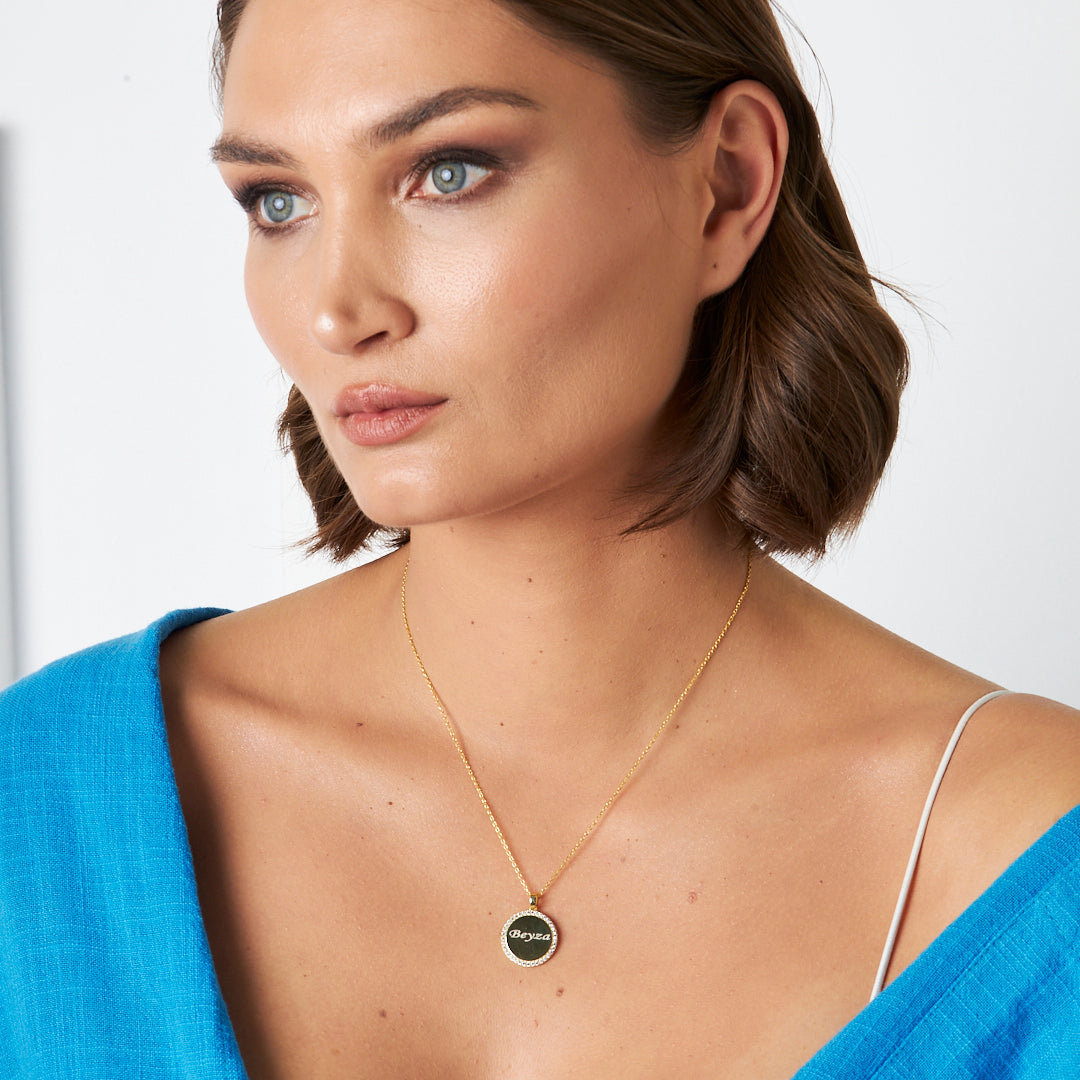 Framed Nameplate Necklace - 925 Silver