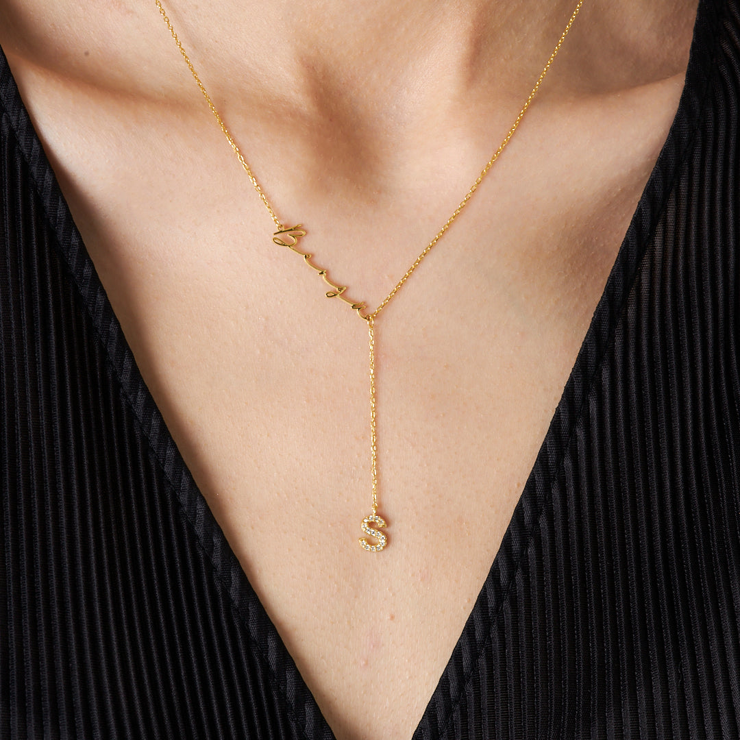 Letter Name Y Necklace - 925 Silver