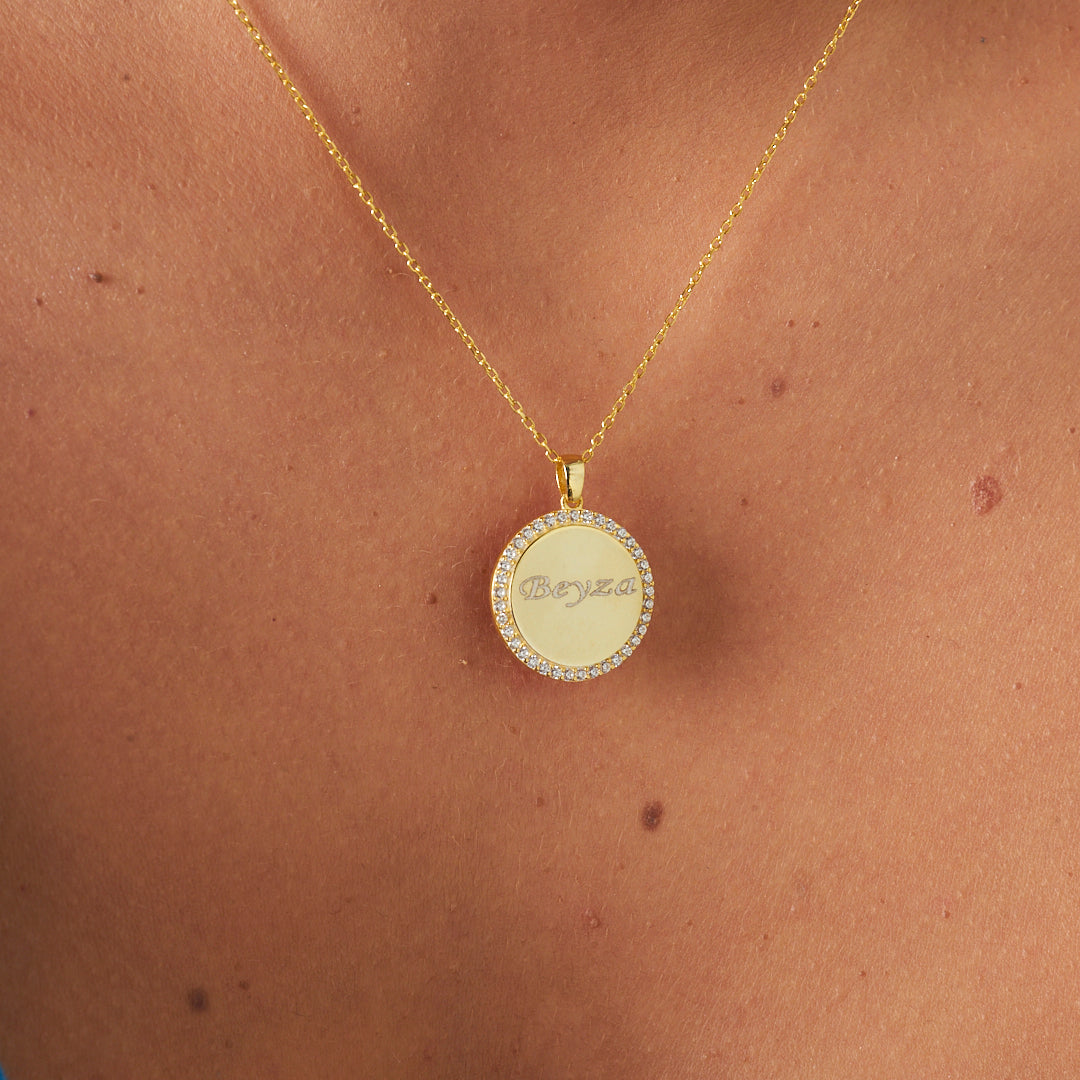 Framed Nameplate Necklace - 925 Silver