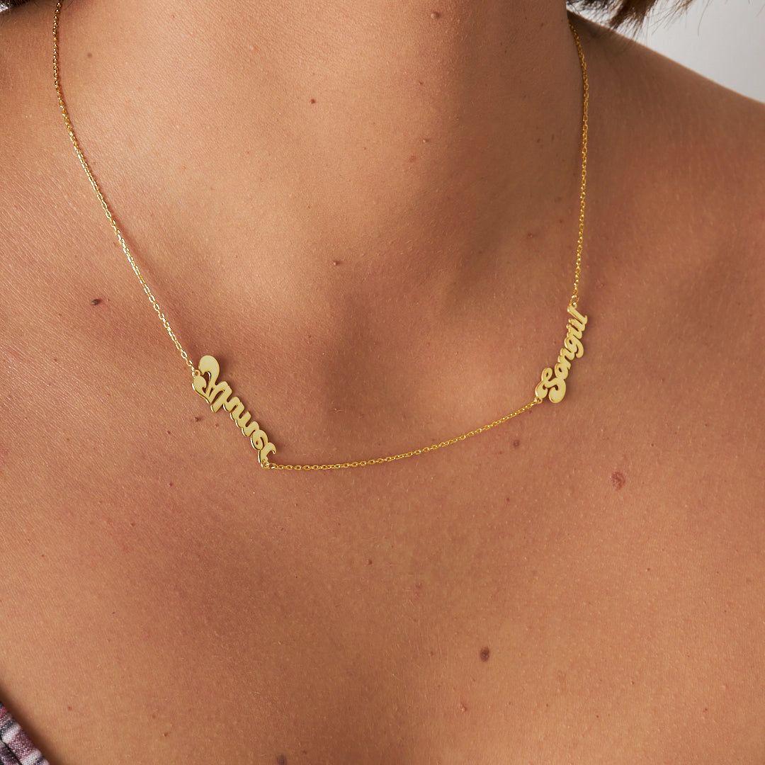 Two Name Family Necklace - 925 Silver
