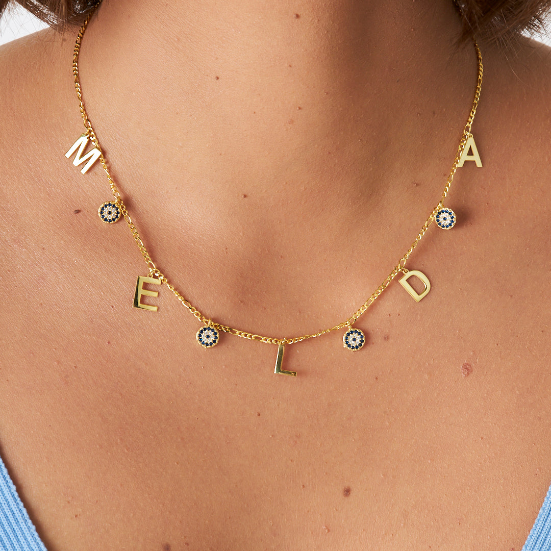 Evil Eye Name Necklace - 925 Silver