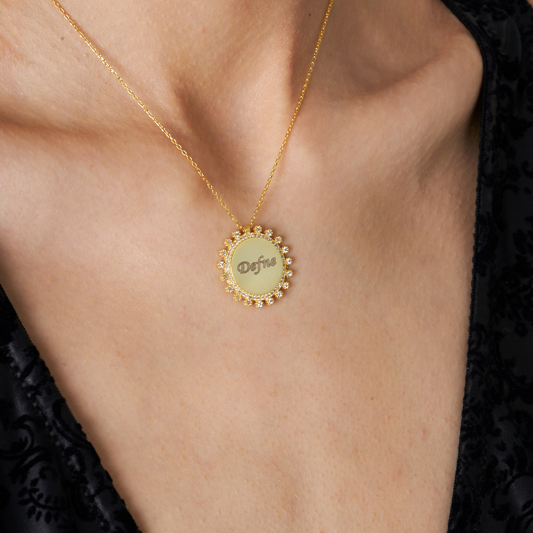 Name Necklace with Letter Stone - 925 Silver