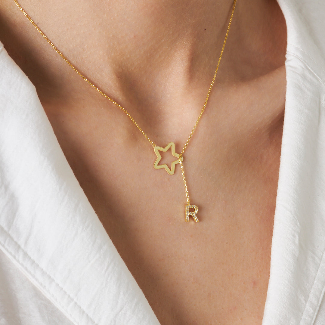 Star Letter Necklace - 925 Silver