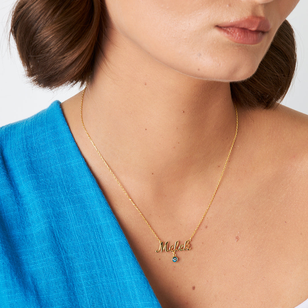 Evil Eye Beaded Name Necklace - 925 Silver