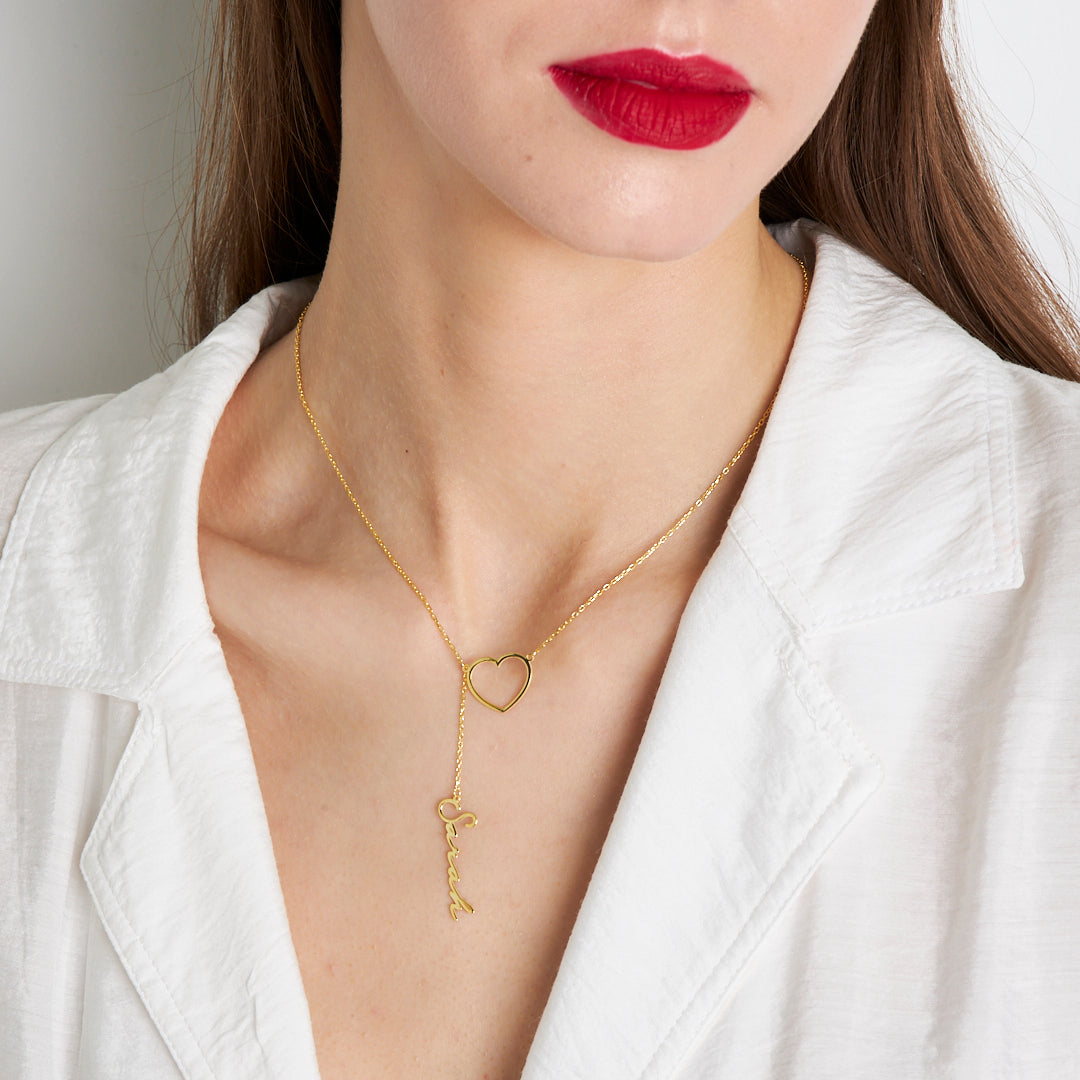 Heart Necklace Signature Name Necklace - 925 Silver