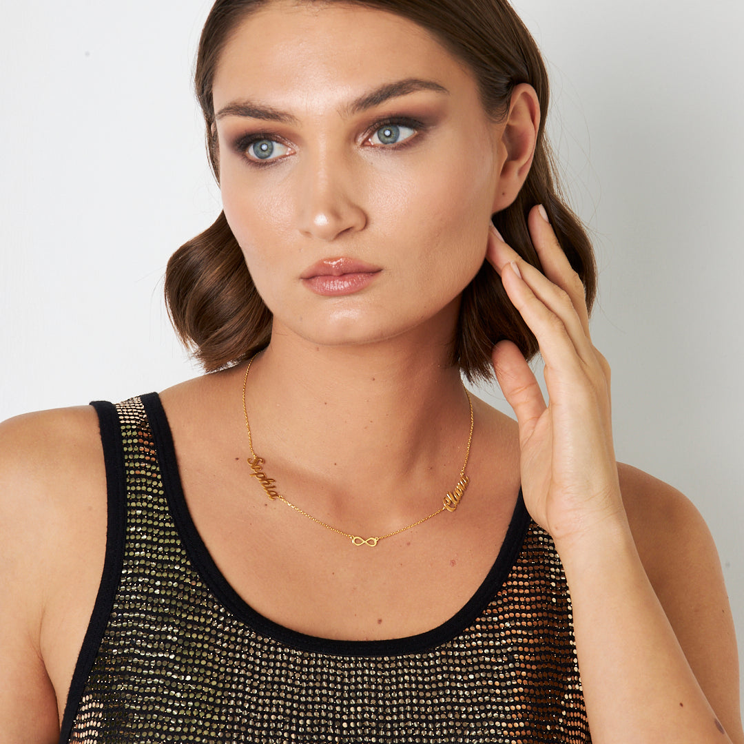 INFINITY HALSKETTE MIT 2 NAMEN | 925 SILBER