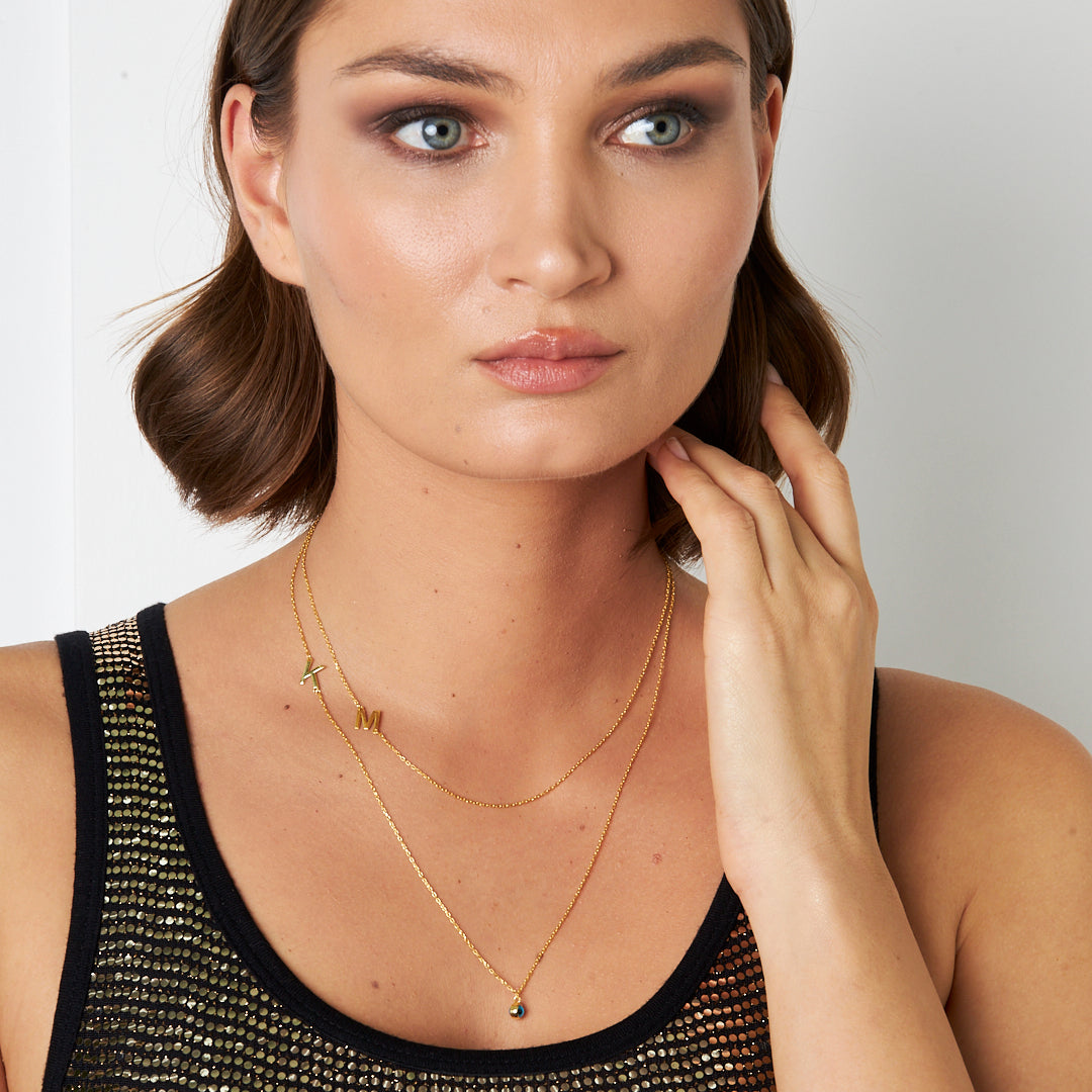 2 Letter Evil Eye Beaded Necklace - 925 SILVER