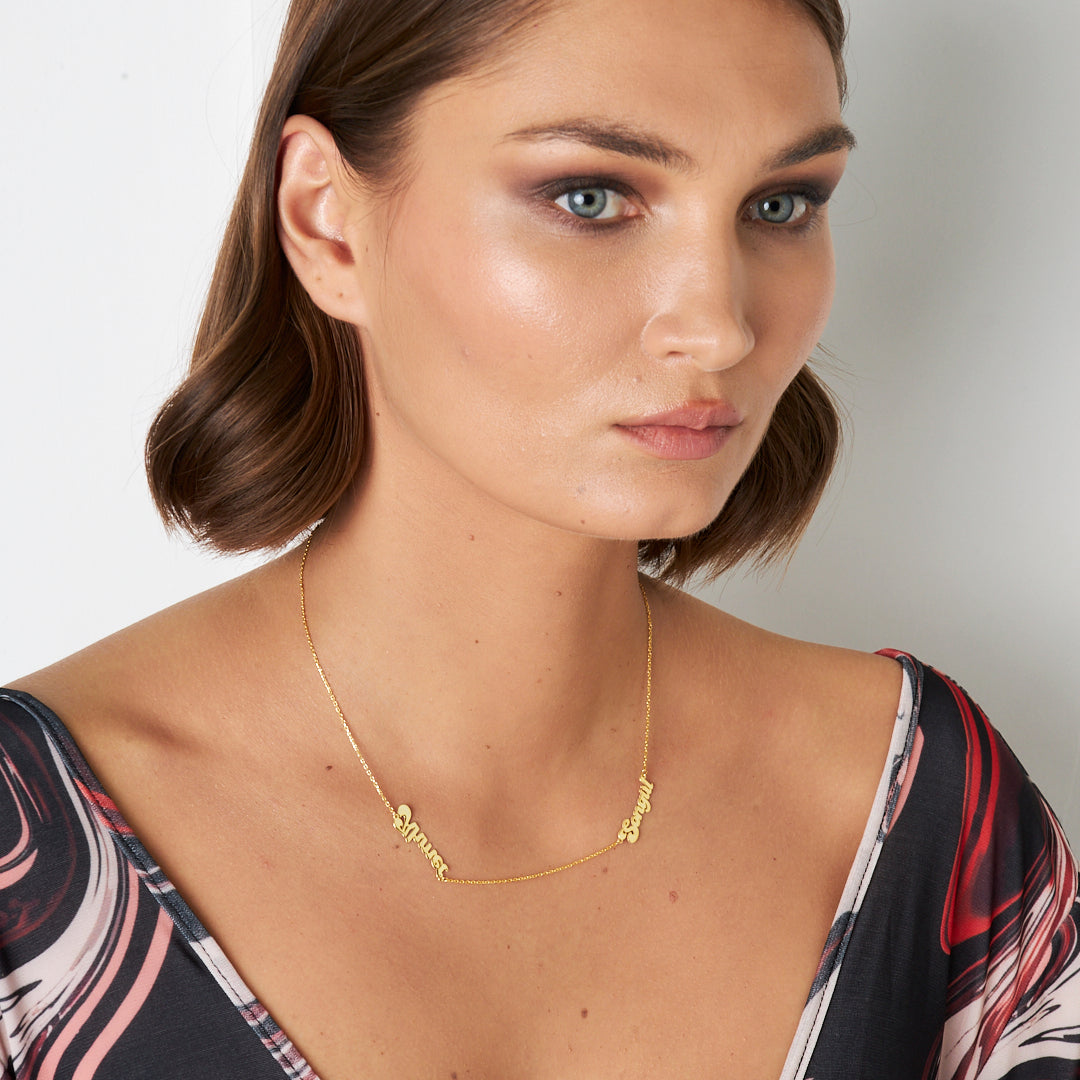Two Name Family Necklace - 925 Silver