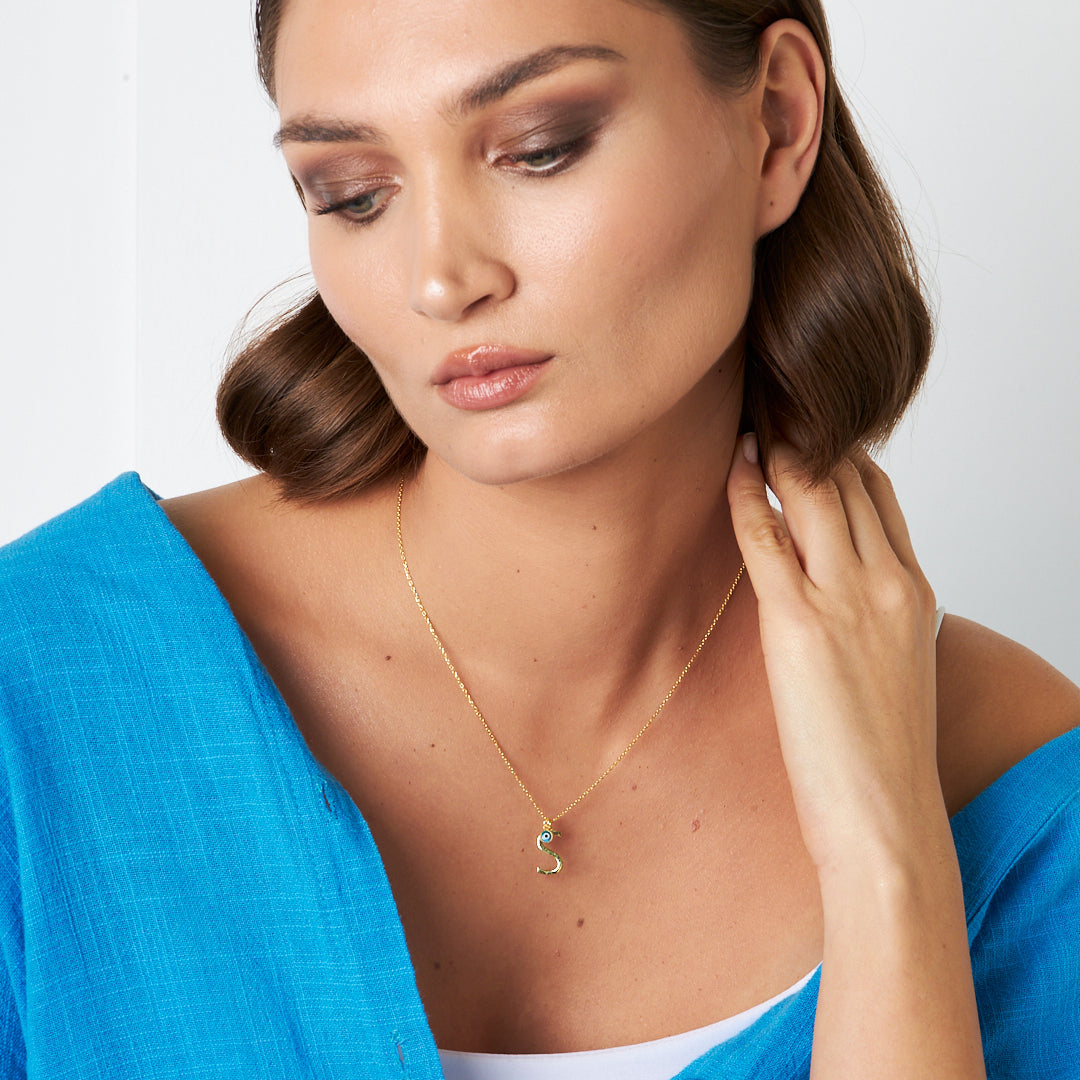 Evil Eye Letter Necklace - 925 Silver