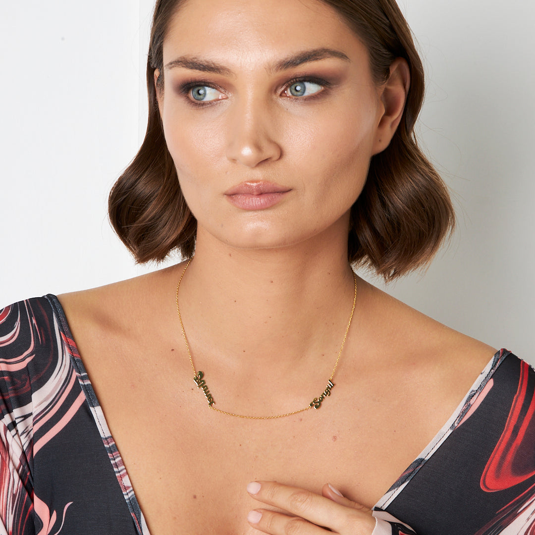 Two Name Family Necklace - 925 Silver