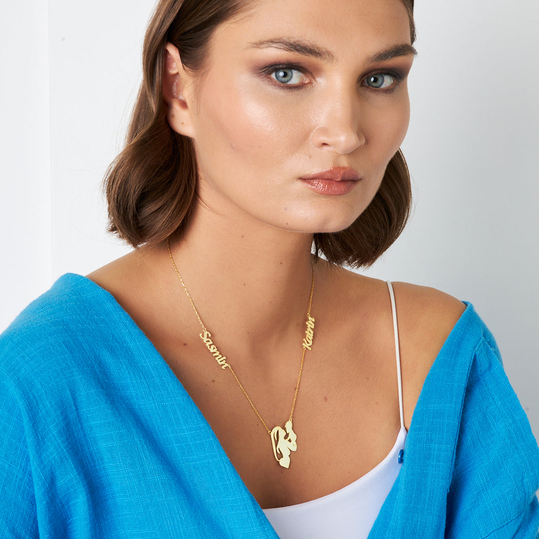 Mother and Baby Name Necklace - 925 Silver