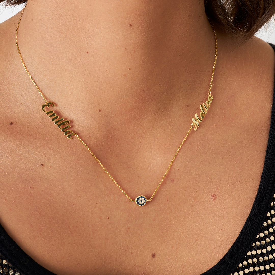 Handwritten Two Name Necklace - 925 Silver