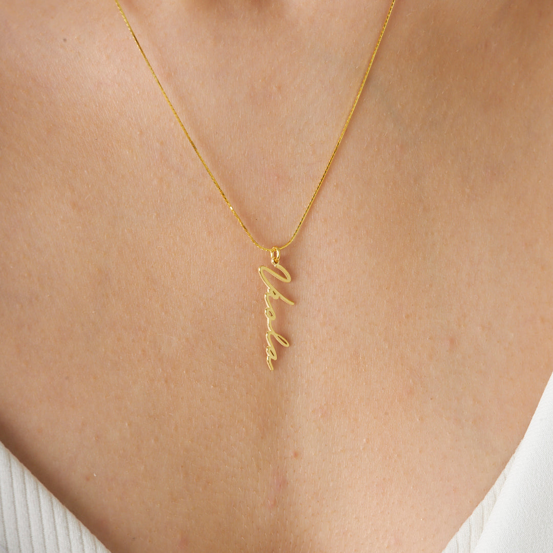 Herringbone Pattern Name Necklace - 925 Silver