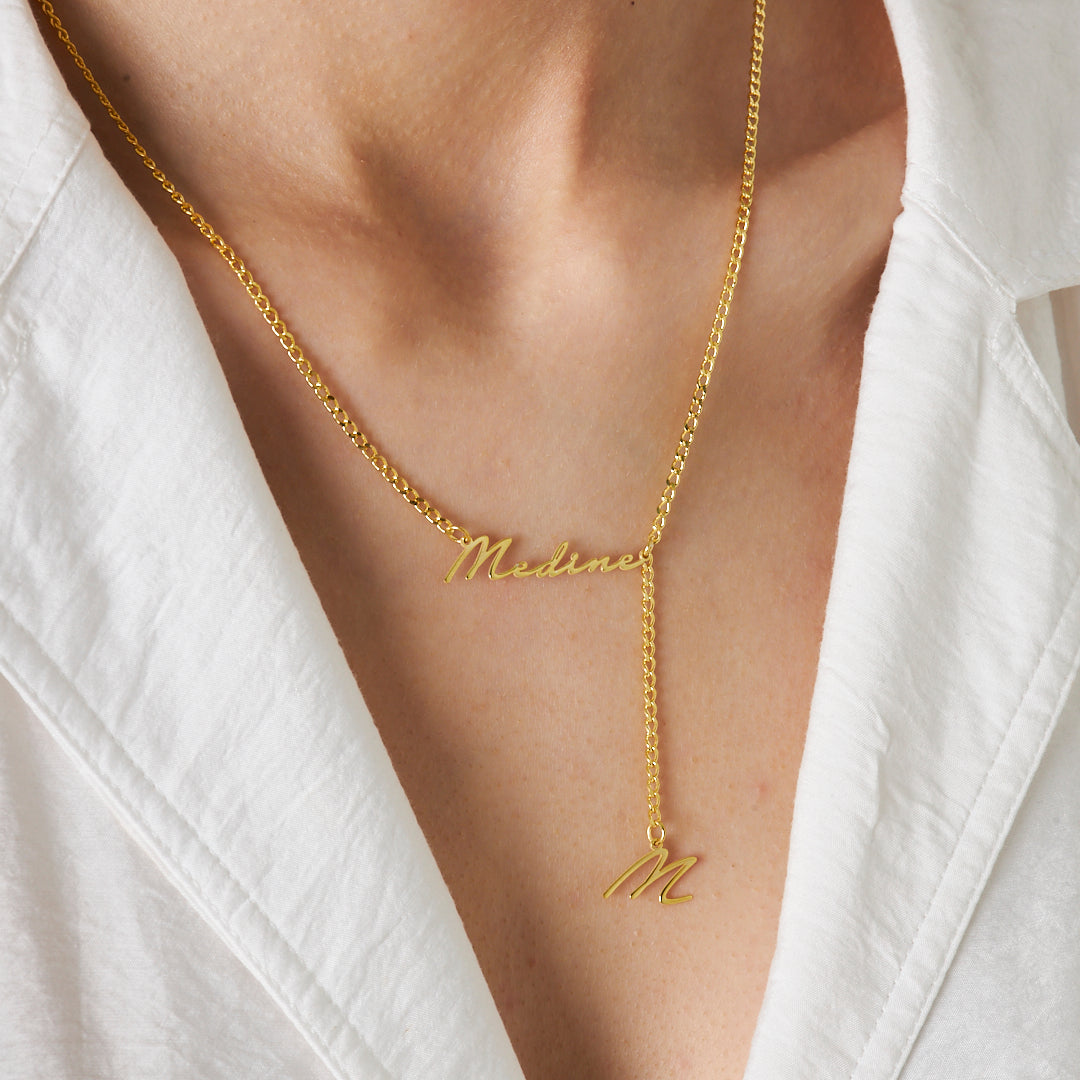 Y-Shaped Signature Letter Necklace - 925 Silver
