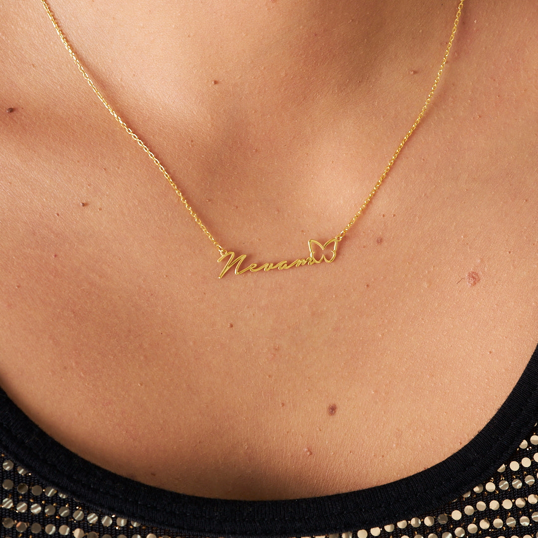Butterfly Name Necklace - 925 Silver