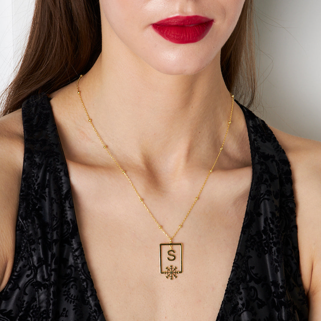 Snowflake Letter Necklace - 925 Silver